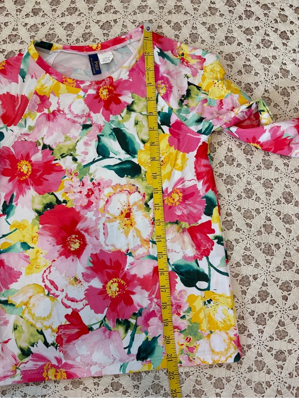 Polo Ralph Lauren Girl’s Floral Long Sleeve Rash Guard Size Large (12-14)